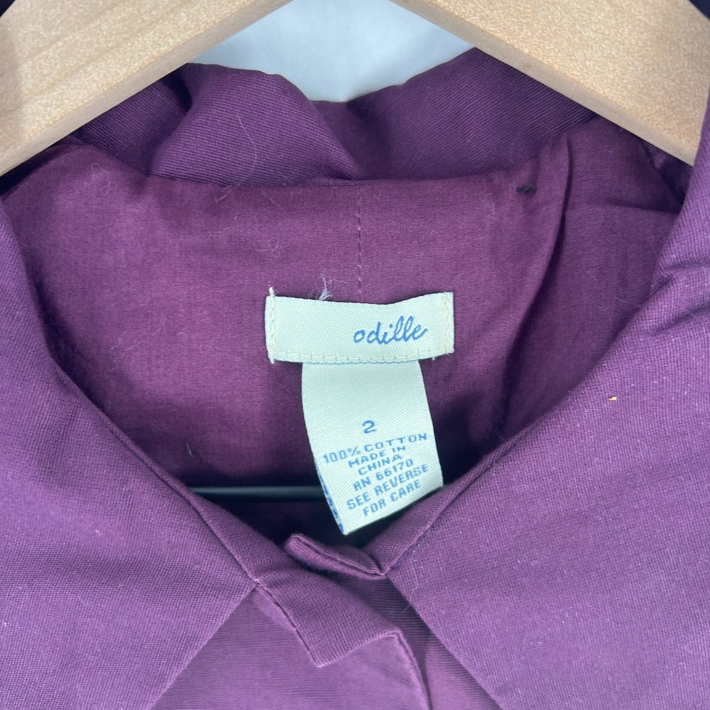 Anthropologie Odille Bolero Jacket Women's 2 Purple Gold Embroidered Cotton - Picture 2 of 16